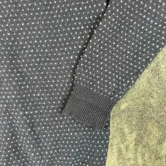 Vtg Scott & Charters 100% Lambswool 1/4 Zip Sweater Men's L Polka Dot Navy Blue - Picture 10 of 11